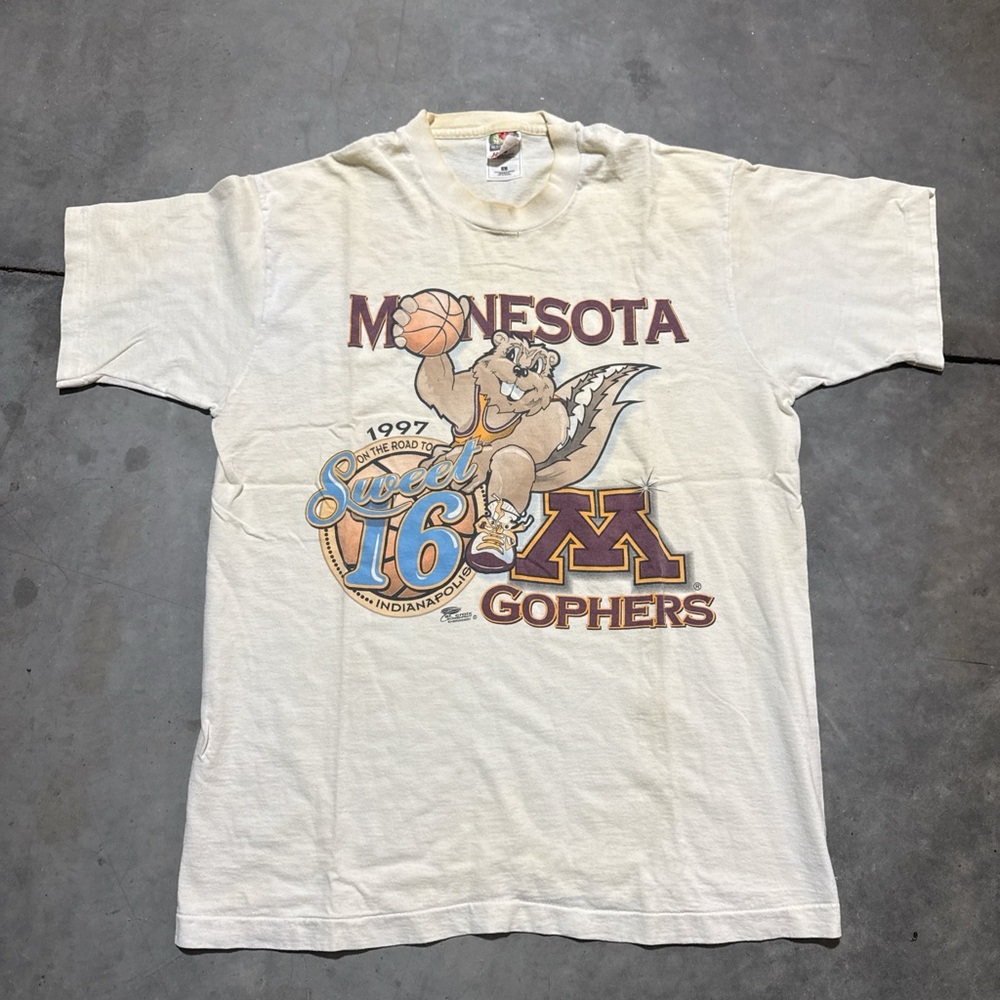 Vintage Single Stitch Minnesota Gophers 1997 NCAA Sweet 16 white T-shirt
